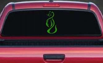 Tribal Cat Decal for Car Truck Window Animal Vinyl Sticker Art (Lime)