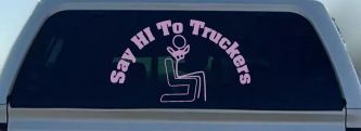 Say Hi To Truckers Funny Car or Truck Window Decal Sticker (Lilac)