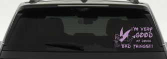 Tinkerbell Tinker Bell I'm Very Good at Doing Bad Things Funny Car or Truck Window Decal Sticker (Lilac)