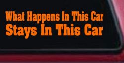 What Happens in This car Stays in This Car Funny Car or Truck Window Decal Sticker (Orange)