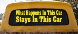 Funny Car Sticker What Happens in This Car Stays in This Car Decal (Yellow)