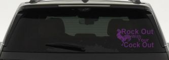 Rock Out With Your Cock Out Rooster Funny Car or Truck Window Decal Sticker (Violet)