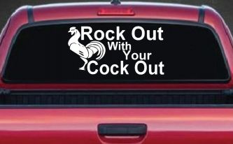 Rock Out With Your Cock Out Rooster Funny Car or Truck Window Decal Sticker