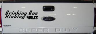 Drinking Gas Kicking Ass Racing Funny Car or Truck Window Decal Sticker (Black)
