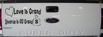 Love Is Grand Divorce is 100 Grand Funny Car or Truck Window Decal Sticker (Black)