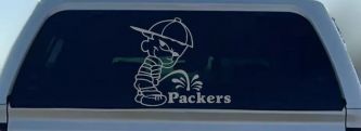 Pee On Packers Decal Funny Football Car Truck Window Sticker (Telegrey)