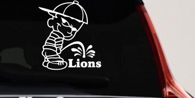 Funny Pee On Lions Car Truck Window Decal Sticker Vinyl Graphic (White)
