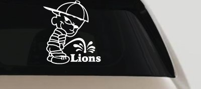 Funny Pee On Lions Car Truck Window Decal Sticker Vinyl Graphic (White)