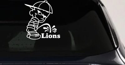 Funny Pee On Lions Car Truck Window Decal Sticker Vinyl Graphic (White)