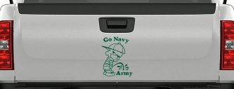 Go Navy Pee On Army College Car or Truck Window Decal Sticker (Dark Green)
