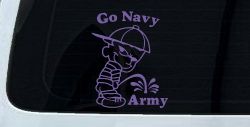 Go Navy Pee On Army College Car or Truck Window Decal Sticker (Purple)