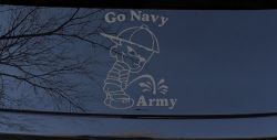 Go Navy Pee On Army College Car or Truck Window Decal Sticker (Silver)