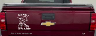 Go Navy Pee On Army College Car or Truck Window Decal Sticker (White)