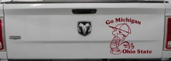 Go Michigan Pee On Ohio State Car or Truck Window Decal Sticker (Purple Red)