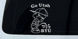 Go Utah Pee on BYU Car Truck Window Decal Sticker (Light Gray)
