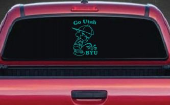 Go Utah Pee on BYU Car Truck Window Decal Sticker (Turquoise)