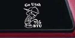 Go Utah Pee on BYU Car or Truck Window Decal Sticker
