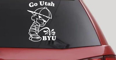Go Utah Pee on BYU Car Truck Window Decal Sticker