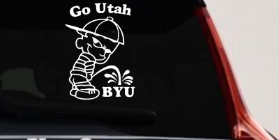 Go Utah Pee on BYU Car Truck Window Decal Sticker