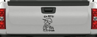 BYU Pee on Utah Decal Car Truck Window Sticker Funny Vinyl Art (Black)