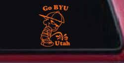 Go BYU Pee on Utah Car or Truck Window Decal Sticker (Orange)