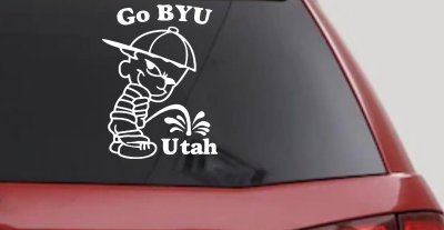 BYU Pee on Utah Decal Car Truck Window Sticker Funny Vinyl Art