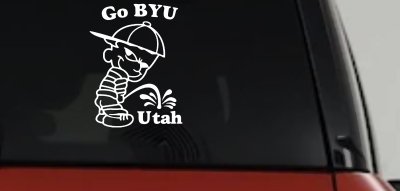 BYU Pee on Utah Decal Car Truck Window Sticker Funny Vinyl Art