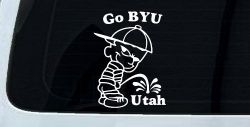 Go BYU Pee on Utah Car or Truck Window Decal Sticker
