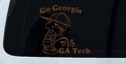 Go Georgia Pee On Ga Tech Car or Truck Window Decal Sticker (Copper)
