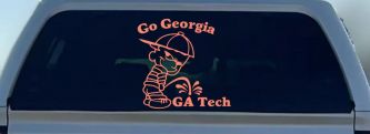 Go Georgia Pee On Ga Tech Car or Truck Window Decal Sticker (Coral)