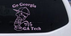 Go Georgia Pee On Ga Tech Car or Truck Window Decal Sticker (Lilac)