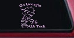 Go Georgia Pee On Ga Tech Car or Truck Window Decal Sticker (Lilac)