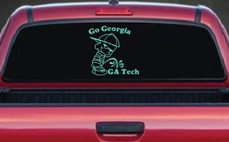 Go Georgia Pee On Ga Tech Car or Truck Window Decal Sticker (Mint)