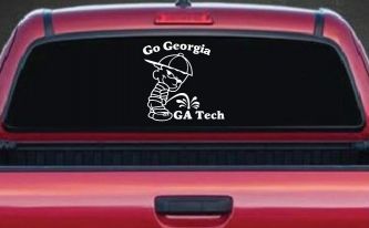 Go Georgia Pee On Ga Tech Car or Truck Window Decal Sticker