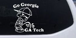 Go Georgia Pee On Ga Tech Car or Truck Window Decal Sticker