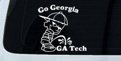 Go Georgia Pee On Ga Tech Car or Truck Window Decal Sticker