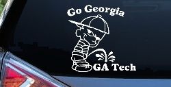 Go Georgia Pee On Ga Tech Car or Truck Window Decal Sticker