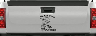 Go GA Tech Pee On Georgia Car or Truck Window Decal Sticker (Black)