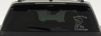 Go GA Tech Pee On Georgia Car or Truck Window Decal Sticker (Telegrey)