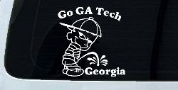 Go GA Tech Pee On Georgia Car or Truck Window Decal Sticker