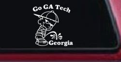 Go GA Tech Pee On Georgia Car or Truck Window Decal Sticker