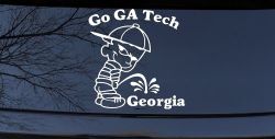 Go GA Tech Pee On Georgia Car or Truck Window Decal Sticker