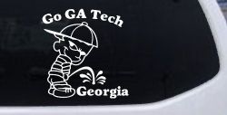 Go GA Tech Pee On Georgia Car or Truck Window Decal Sticker