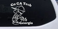 Go GA Tech Pee On Georgia Car or Truck Window Decal Sticker
