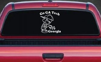 Go GA Tech Pee On Georgia Car or Truck Window Decal Sticker