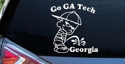 Go GA Tech Pee On Georgia Car or Truck Window Decal Sticker
