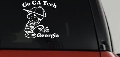 Go GA Tech Pee On Georgia Car Truck Window Vinyl Decal Sticker