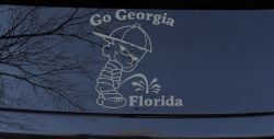 Go Georgia Pee On Florida Car or Truck Window Decal Sticker (Telegrey)