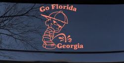 Go Florida Pee on Georgia Car or Truck Window Decal Sticker (Coral)