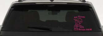 Go Texas Pee on Texas A&M Decal - Car Truck Window Sticker (Hot Pink)